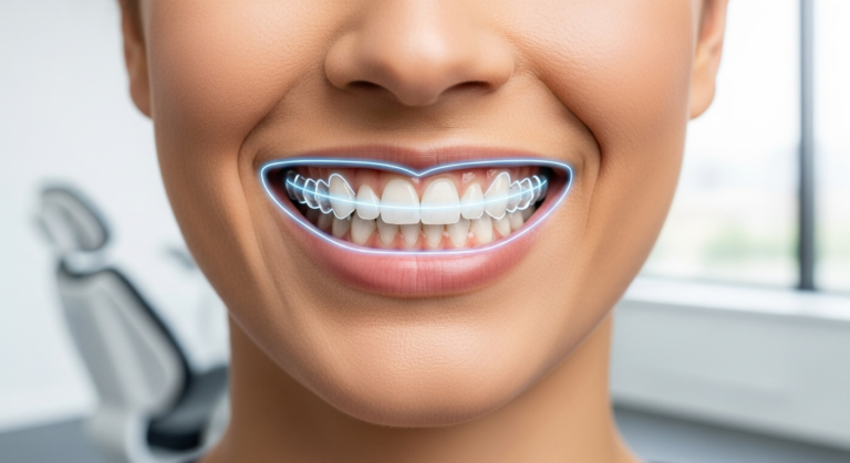 home 19 Young woman smiling confidently wearing invisible invisible aligners